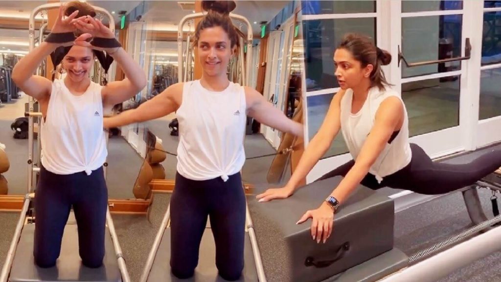 Actress Deepika Padukone shared a video of working out in a gym class.