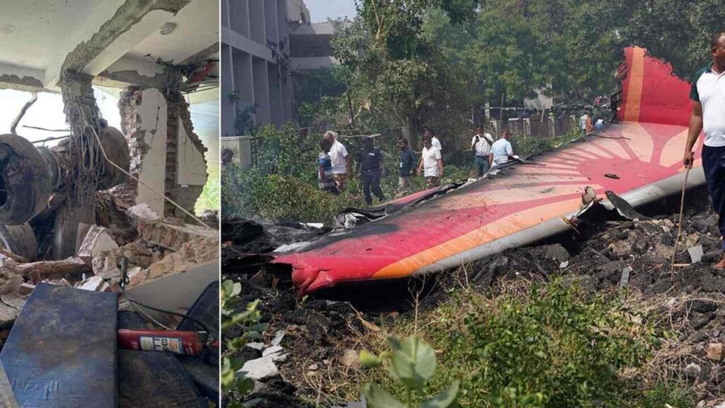 Wreckage of Air India Boeing 787-8 Dreamliner in Ahmedabad after crash on June 12, 2025.