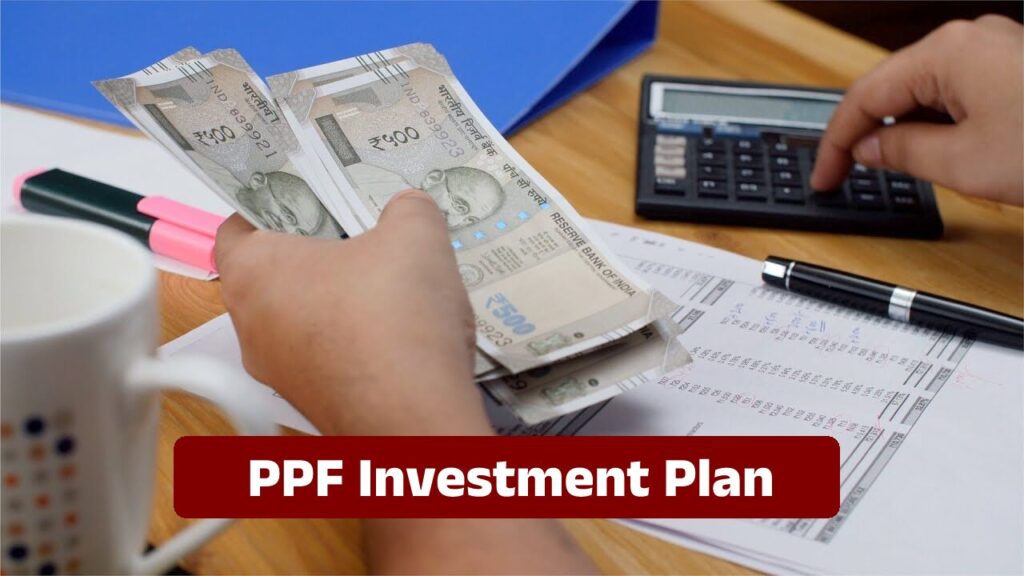 Illustration of a person investing money in a PPF account for financial growth.