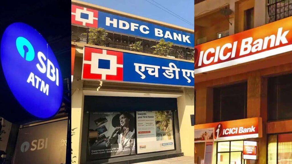 SBI, HDFC, and Axis Bank logos with text displaying new FD interest rates for 2025