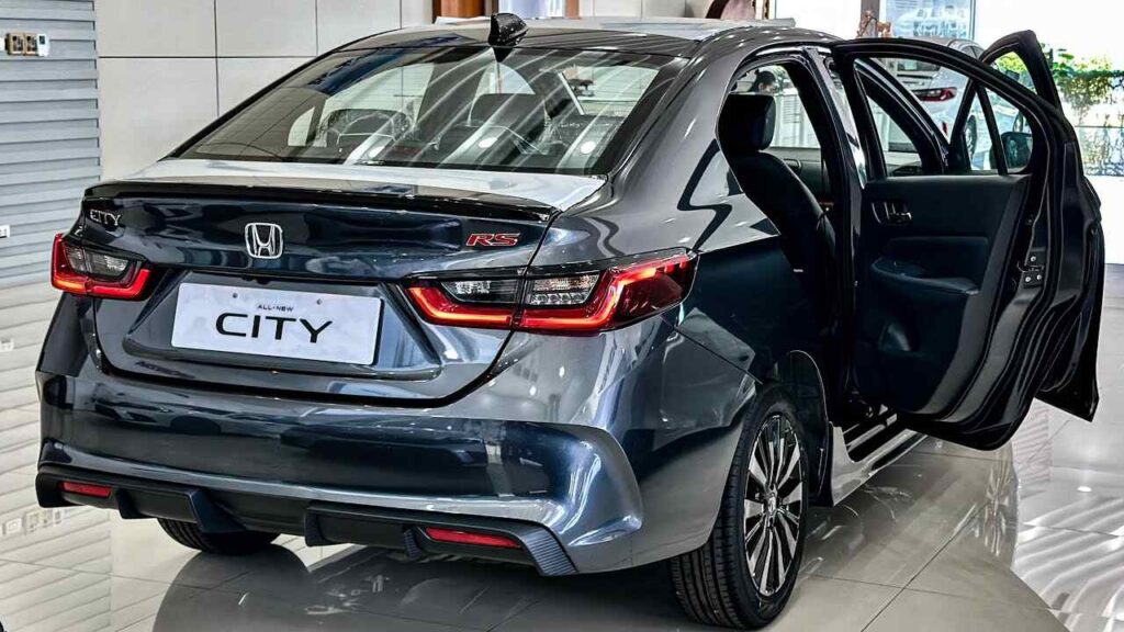 Interior of Honda City Sport Edition with black cabin and red stitching