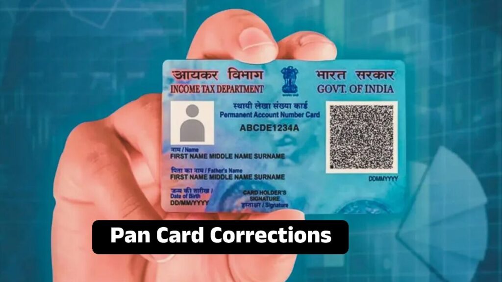 Person applying for PAN card name change online – Image shows an individual using a laptop to fill out the PAN card correction form on the UTIITSL or Protean e-Gov website for name change.