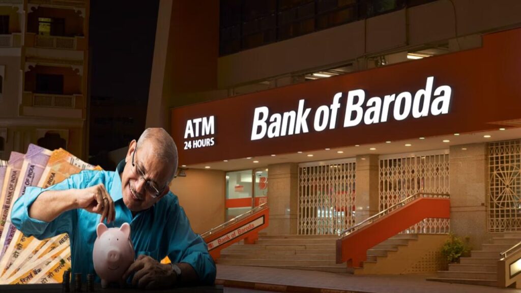 Bank of Baroda fixed deposit scheme banner with Karnataka cityscape
