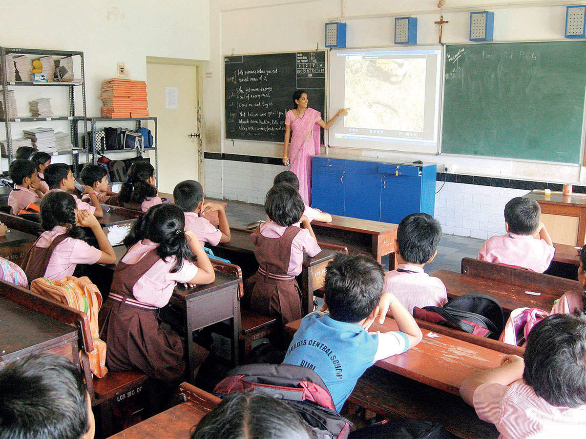 CBSE classroom with 40 students and a teacher engaged in learning, 1200px wide.