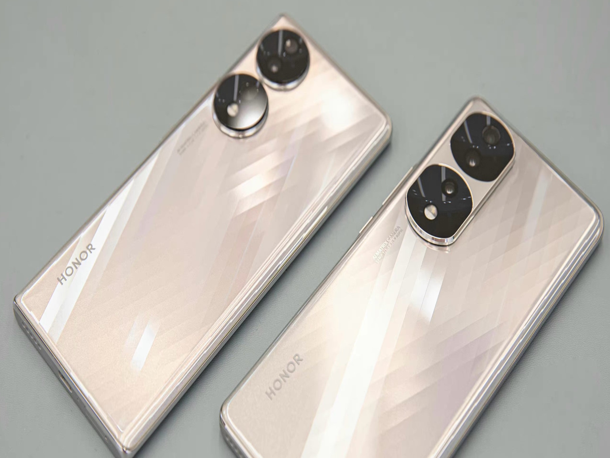 HONOR X70 smartphone in white color showcasing its sleek design on a modern background.