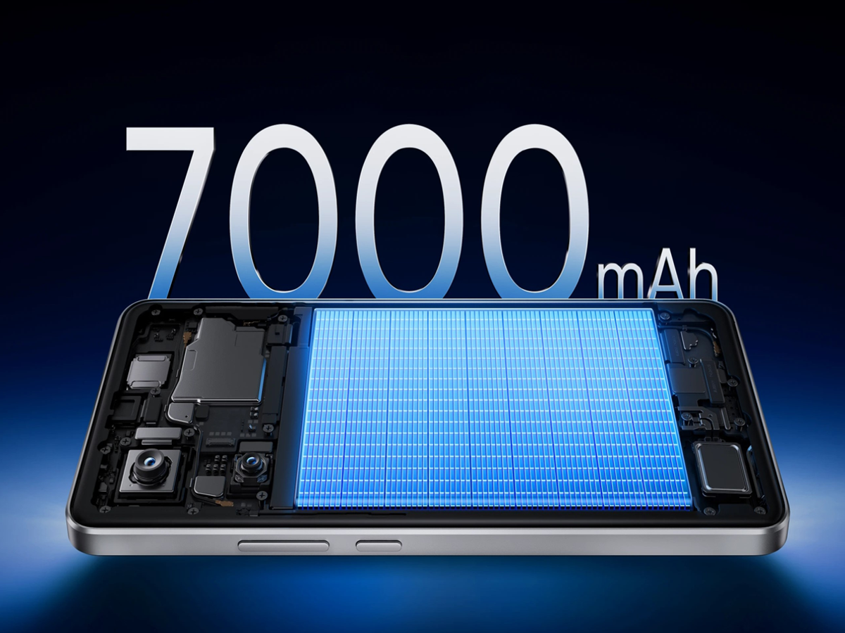 Honor’s 7000 mAh battery technology – Illustration of a smartphone battery with Honor logo and 7000 mAh capacity display.