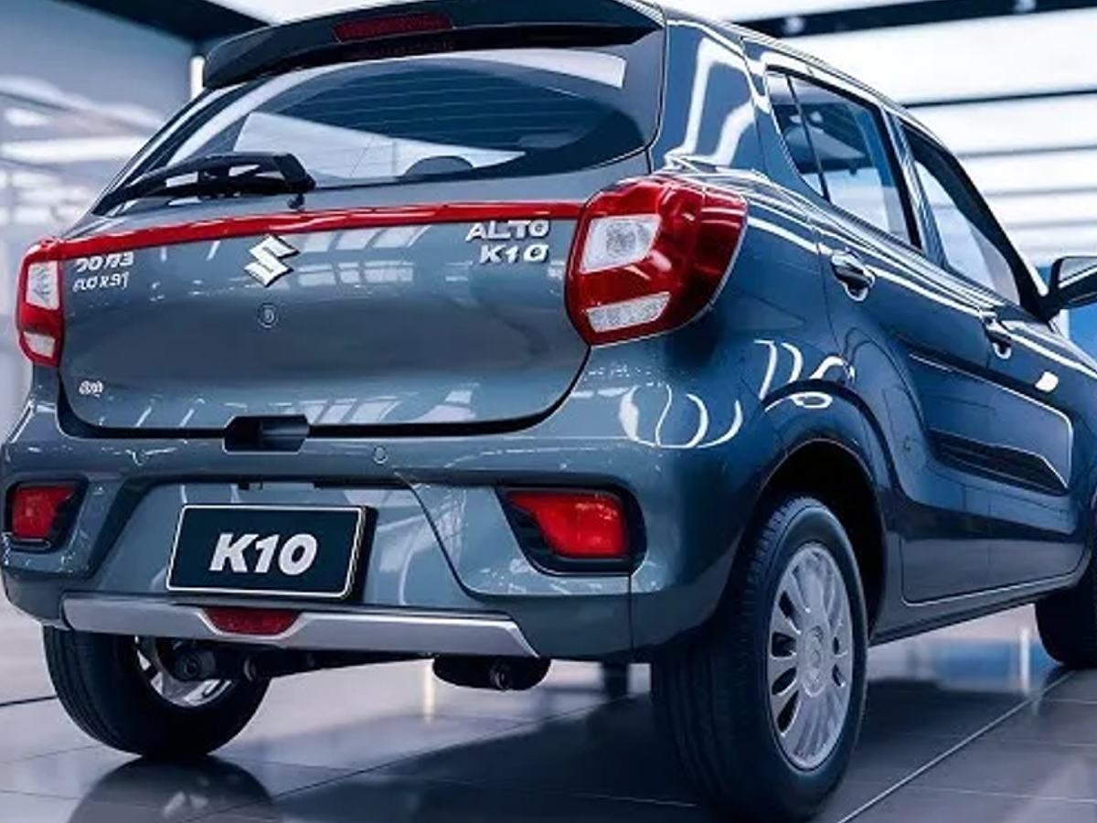 2025 Maruti Alto K10 parked on a busy Bengaluru street, highlighting compact design