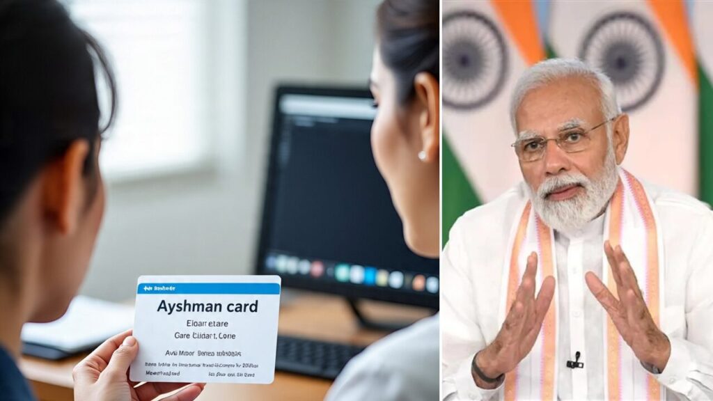 Infographic displaying Ayushman PMJAY annual coverage limits of 5 lakh rupees and additional benefits for seniors in 2025