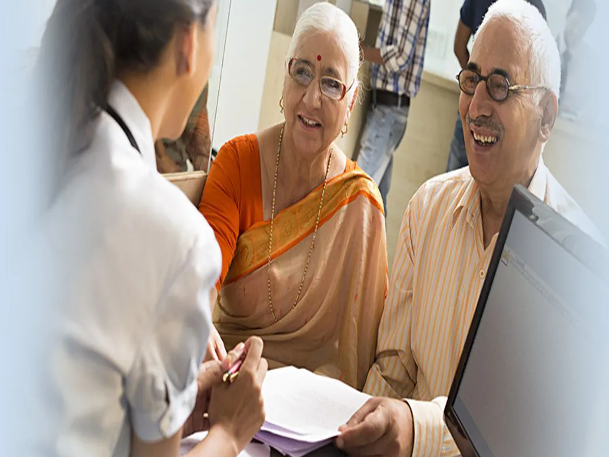 Senior citizen reviewing FD benefits at a government bank in 2025