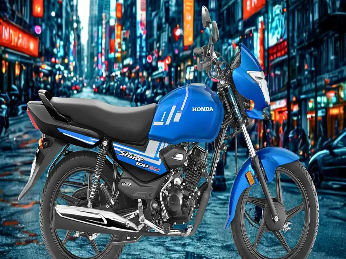 Honda Shine 100 DX motorcycle with chrome headlamp garnish and refreshed graphics