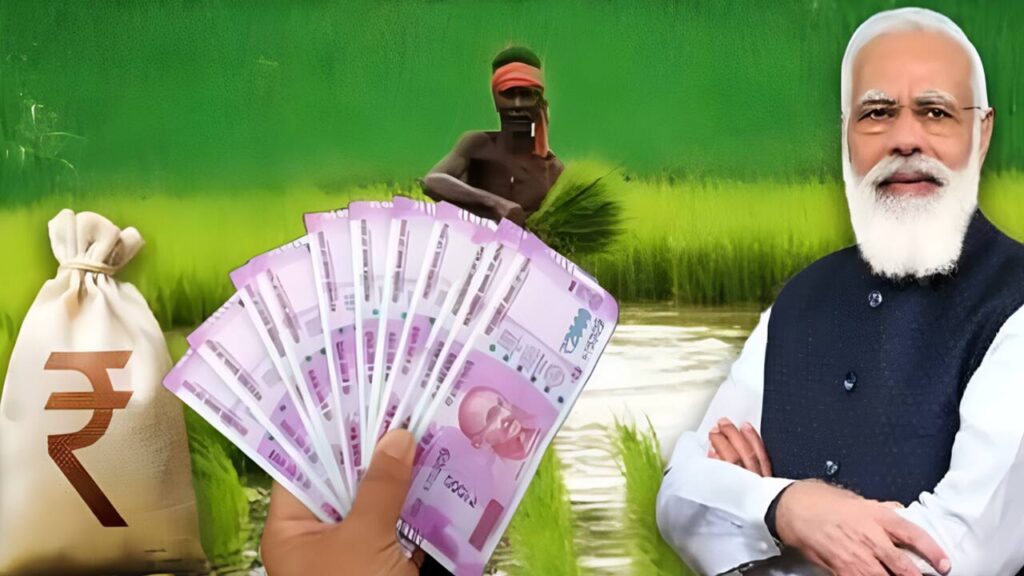 Farmer checking PM Kisan installment status on mobile phone