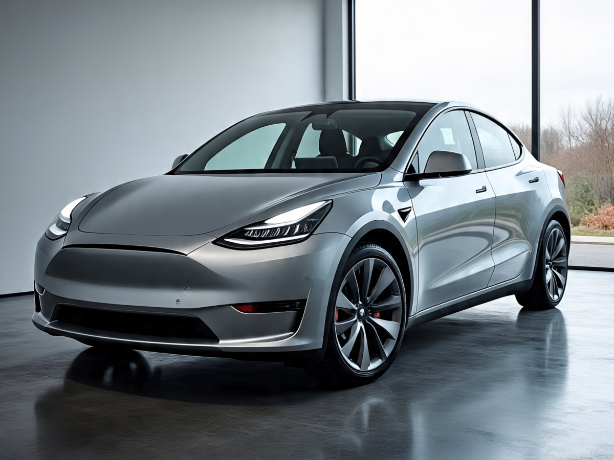 Tesla Model Y charging station with range display