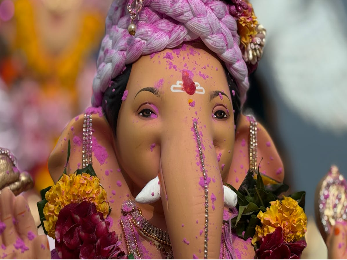 Public Ganesh Chaturthi celebration setup in Bengaluru.