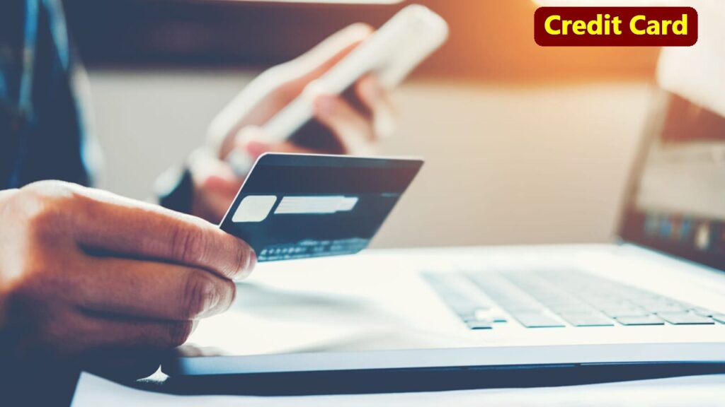 Illustration of a person overwhelmed by credit card bills, representing financial stress.
