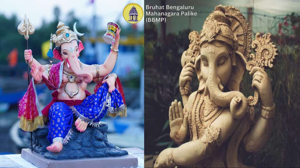 Eco-friendly clay Ganesha idol for Ganesh Chaturthi 2025 in Bengaluru.