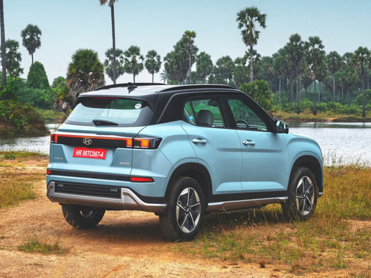 Hyundai Creta EV front view showcasing modern design and battery features.
