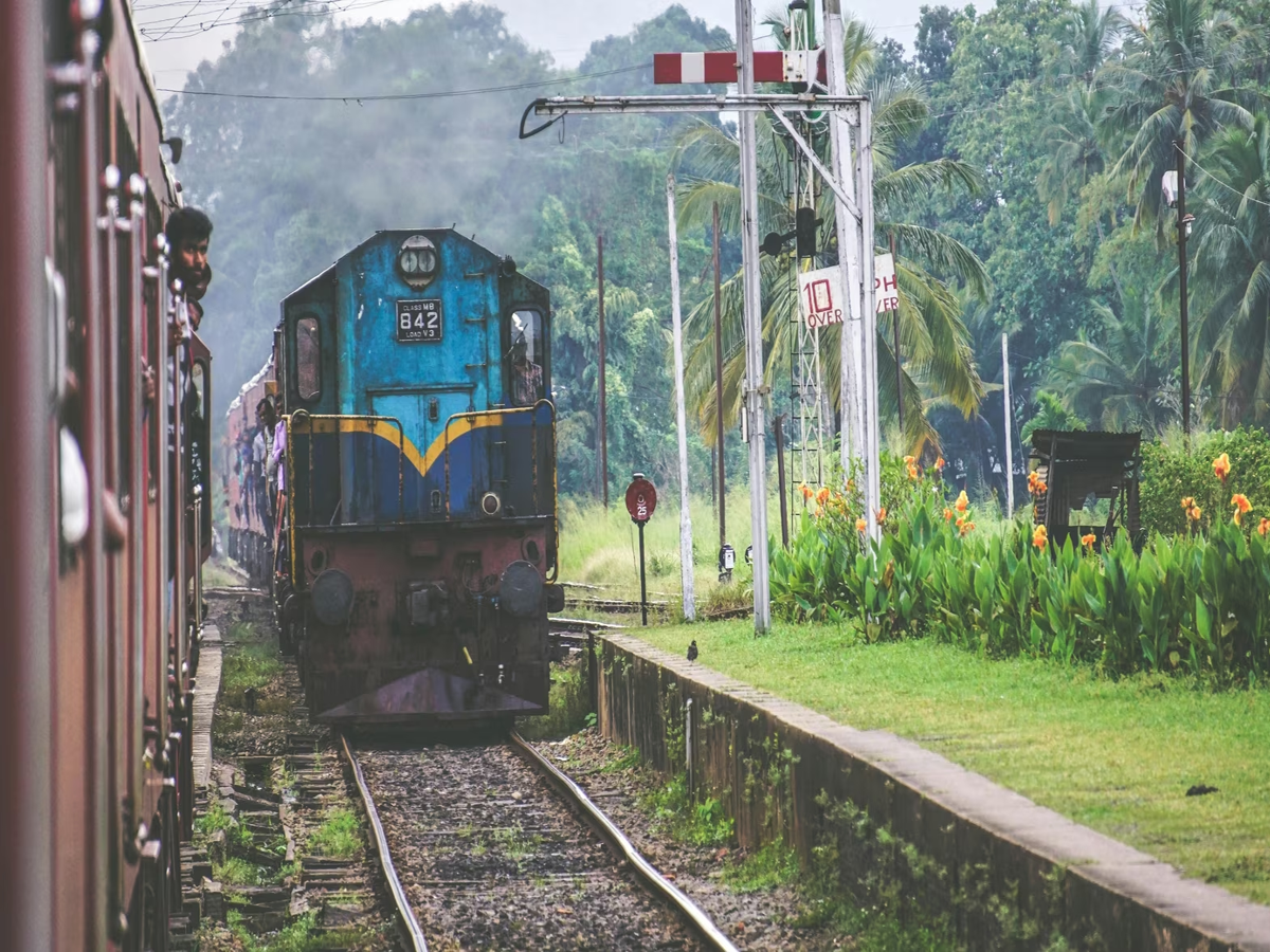 Indian Railways train during festive season with discount offer banner