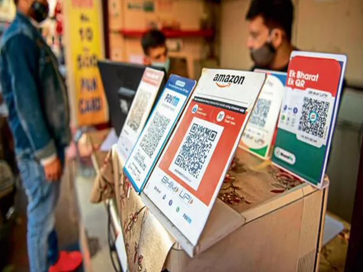 QR code scanning for UPI global acceptance at an international merchant.