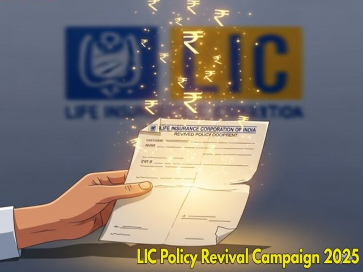"LIC policy revival campaign banner with family protection theme, 2025"
