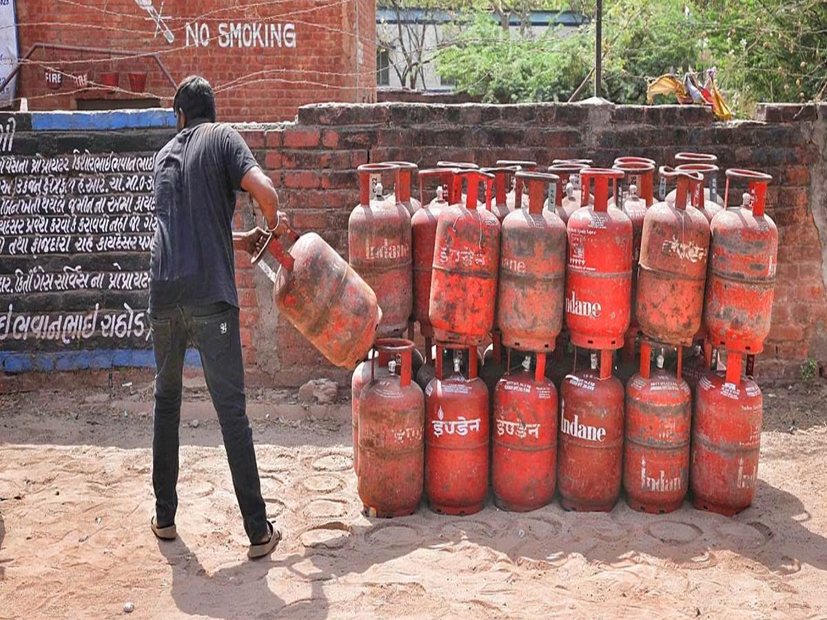 Domestic LPG cylinder in a kitchen, reflecting potential price changes in September 2025.