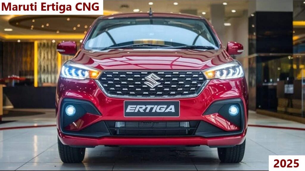 2025 Maruti Ertiga CNG exterior showcasing refreshed grille and alloy wheels