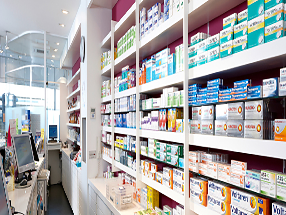 A medical store license document with a pharmacist in the background, 1200px wide.