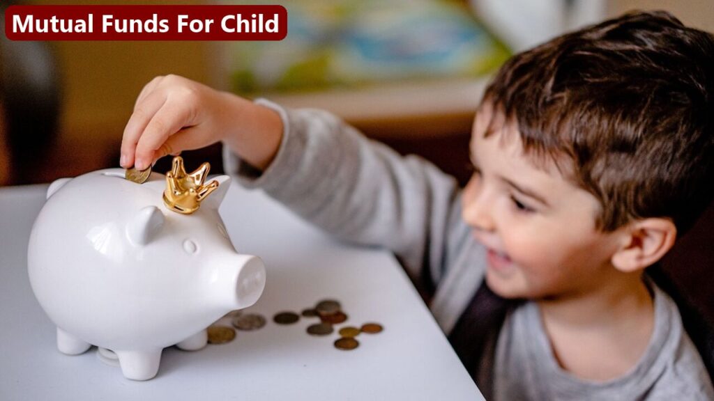 Illustration of a family planning financial investments for their child’s future, with a focus on mutual funds.