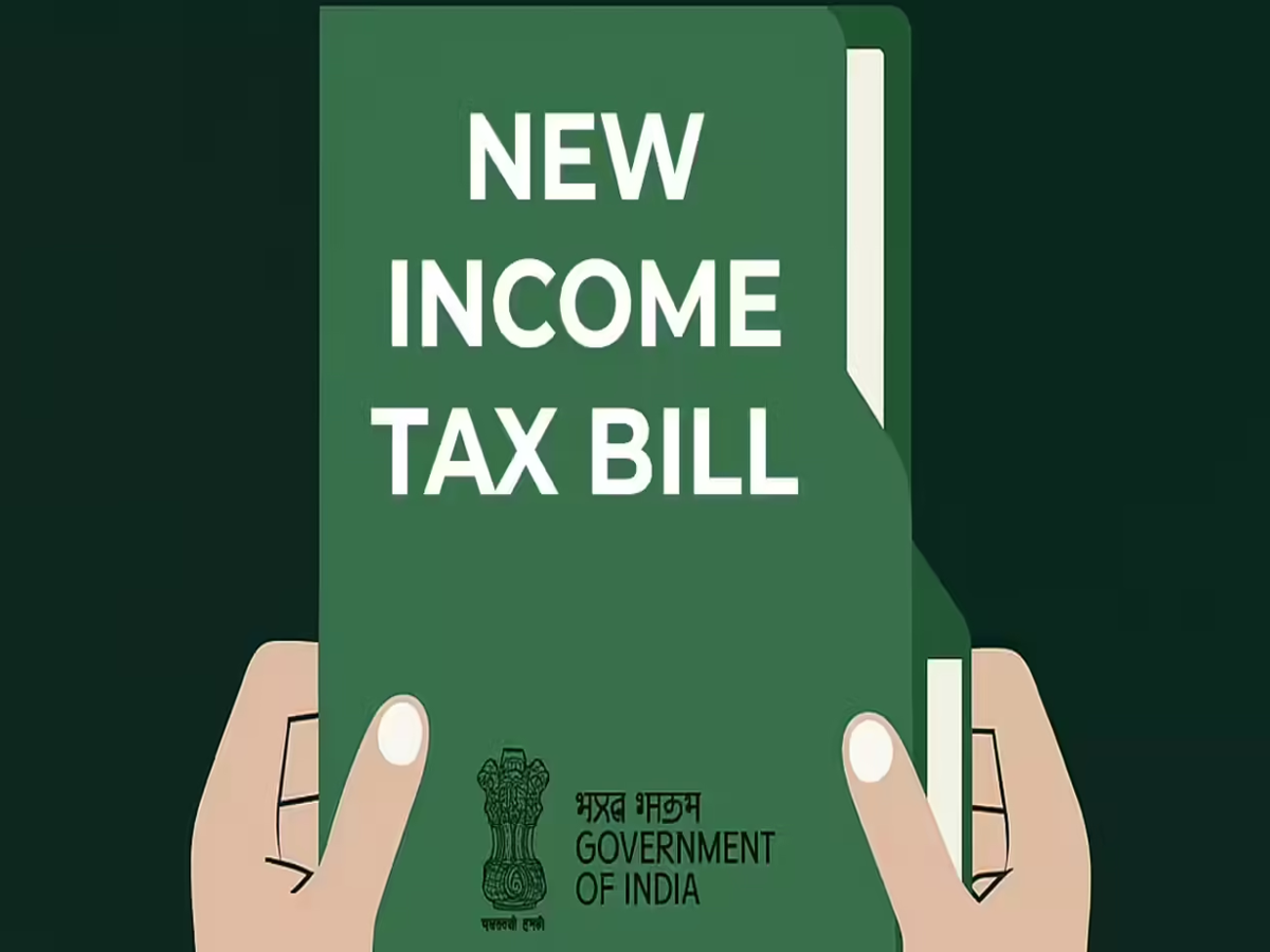Illustration of a small taxpayer filling out an ITR form for tax refund under the new Income Tax Bill 2025.