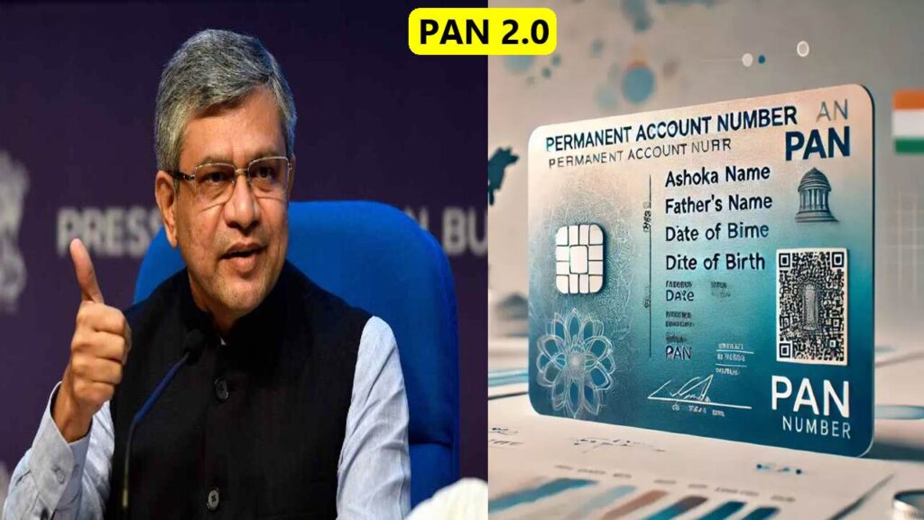 Illustration of a new PAN 2.0 card with a QR code, highlighting digital tax services.