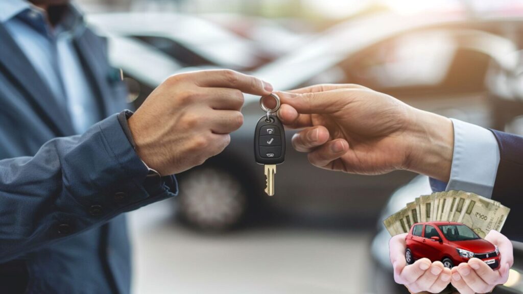 Car owner holding RC document after loan repayment