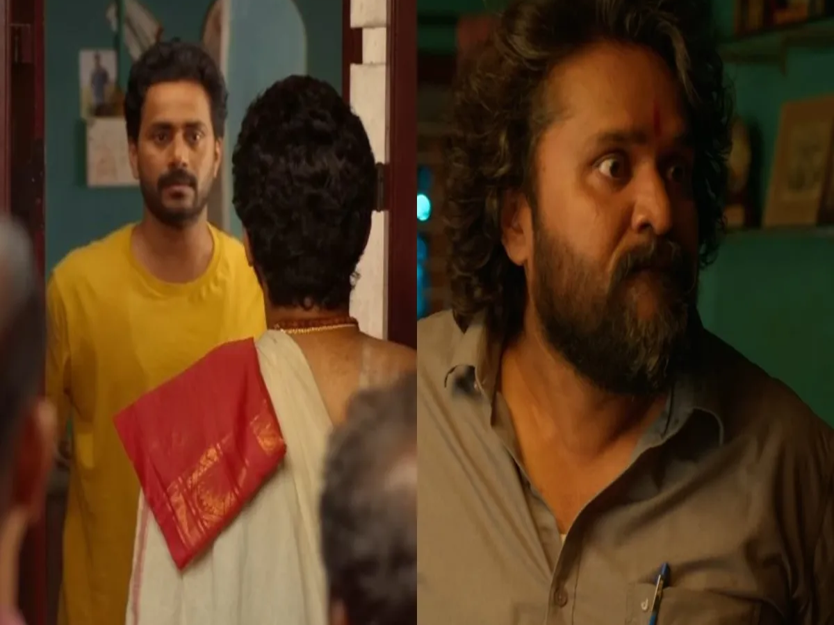 Poster of Su From So movie showing Raj B Shetty with box office collection graph reaching 57.5 crore