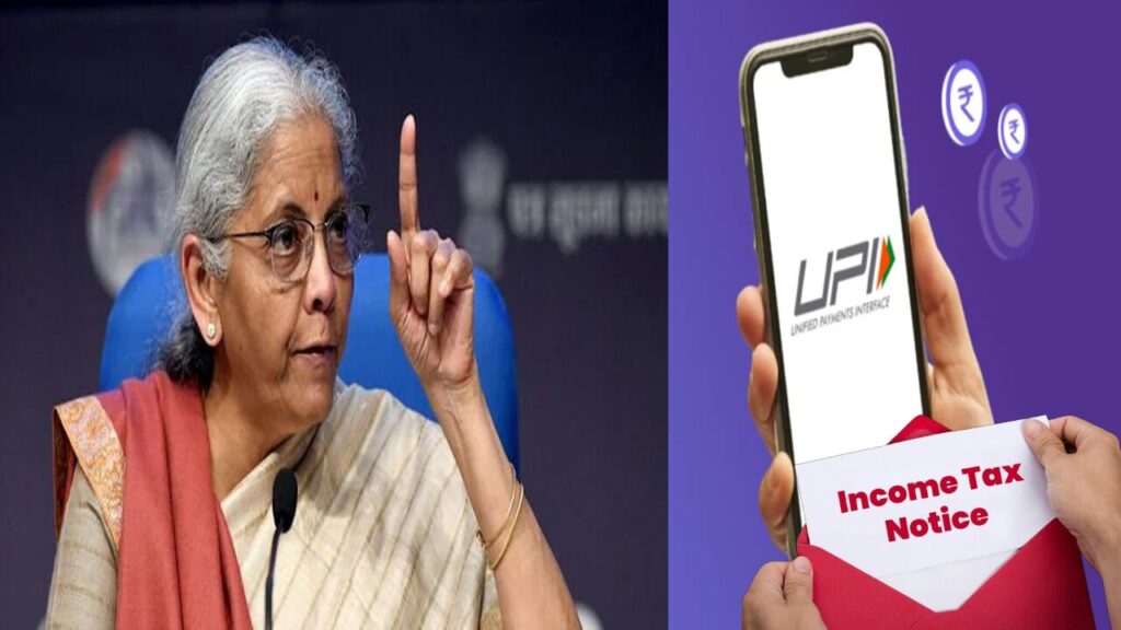 Person using UPI app on smartphone for daily payments, monitored by Income Tax Department.