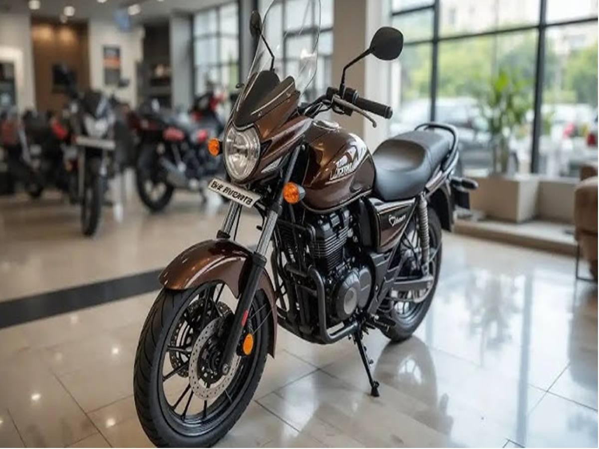 Bajaj CT 100 motorcycle parked on a busy city street, showcasing its simple and functional design for urban commuting.