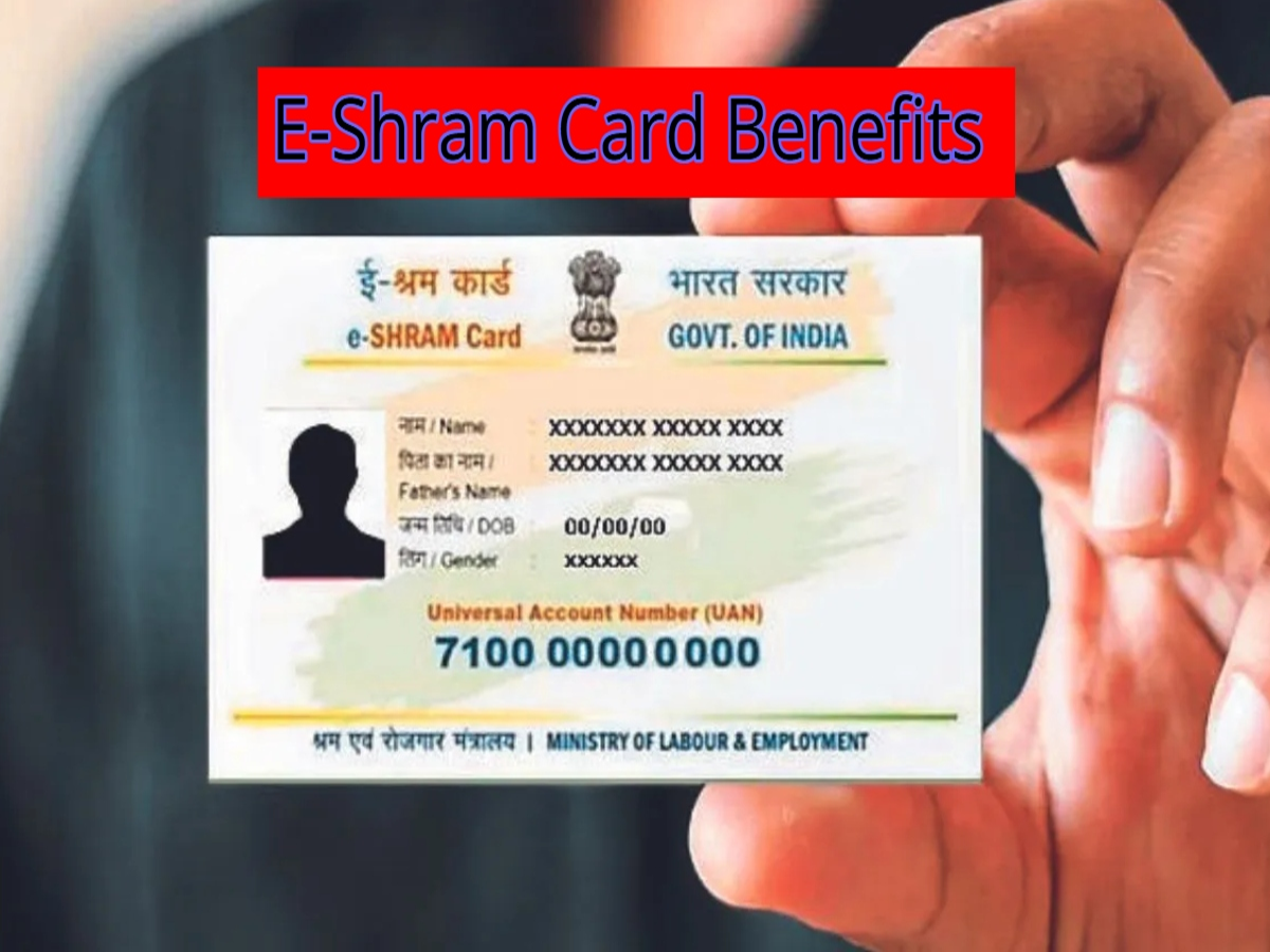A screenshot of the e-Shram portal website showing the application form for registration.