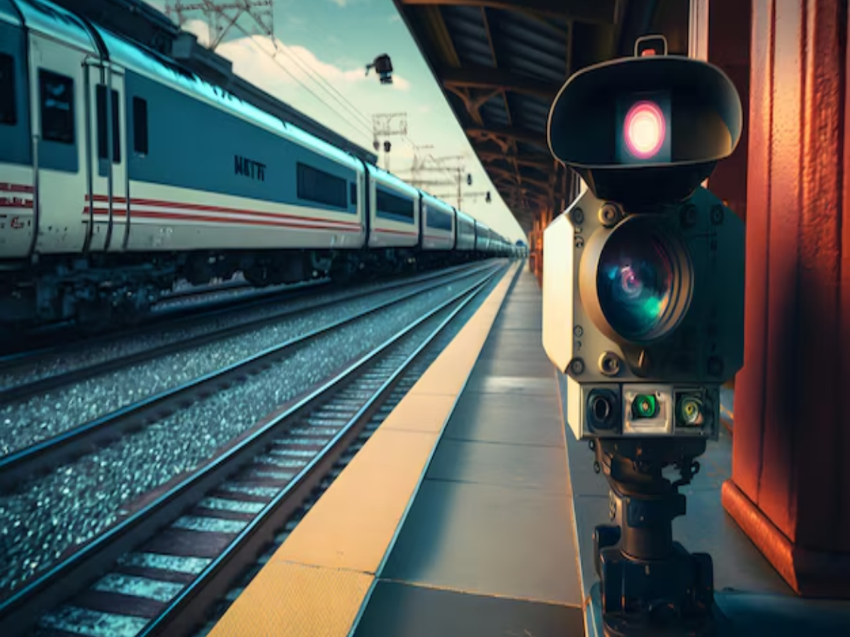 Indian Railways AI-based CCTV camera installation in train coaches for enhanced passenger safety.