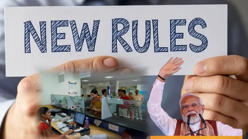 New traffic rules starting January 2026 in India: Vehicles on road with digital driving license and safety signs illustration