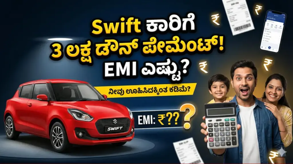 Maruti Suzuki Swift 2025 variants EMI comparison chart for 3 lakh down payment